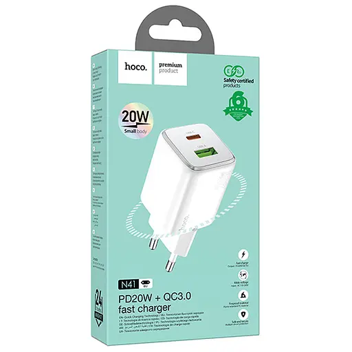 МЗП Hoco N41 Almighty PD20W+QC3.0 (1USB-A/1C) White - фото 5
