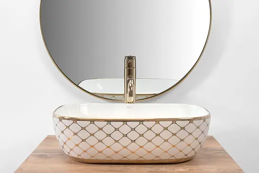 Умивальник Rea Belinda diamond накладний білий/золото REA-U8471, Білий - фото 6