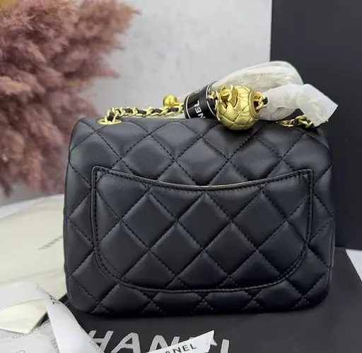 Сумка жіноча шкіряна стьобана (Чорний) - фото 4