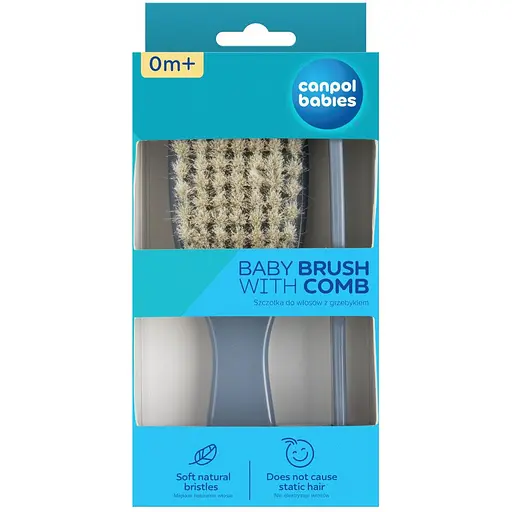 Набір для волосся Canpol babies Gold  щітка та гребінець з натуральною щетиною синій (7/406_blu2) - фото 5