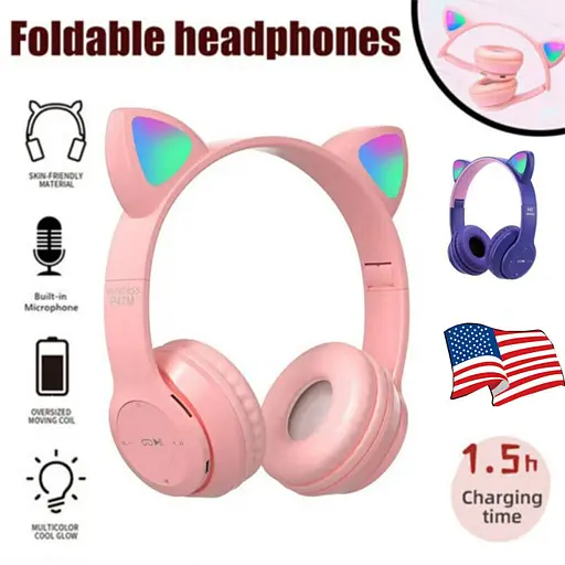 Бездротові накладні навушники Hoco W27 Cat ear сірі - фото 6