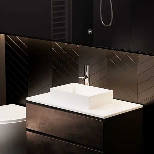 Раковина глянцева накладна Amidicon Ring 60 580x390 з литого каменю RING_60_HL, Білий - фото 9