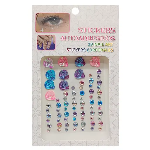 Наклейки декоративные "Стразы и жемчуг" XY-019/021-4 на планшете 75 шт