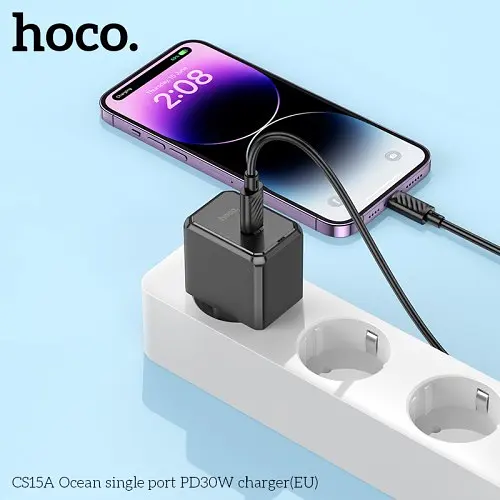 Мережевий зарядний пристрій Hoco CS15A Ocean single port PD30W charger чорний - фото 2