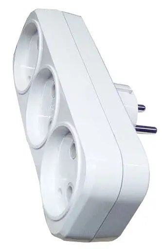 Тройник в розетку без заземления LUMANO белый 16А (18669) - фото 1