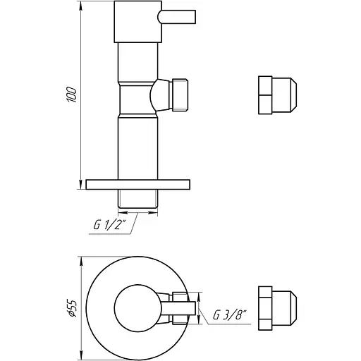 Кран напівобертовий кутовий з цангою Solomon 1/2″х 3/8″ Lazer 7076 000002250 - фото 8