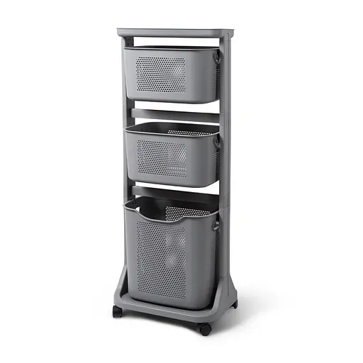Уценка. Этажерка трехярусная с корзинами на колесах MVM, серая (FH-21 GRAY) - фото 2