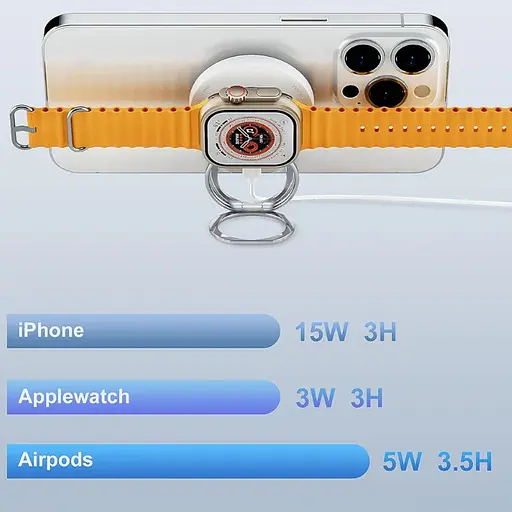 БЗП WIWU Wi-W027 3 in 1 wireless charger White - фото 4