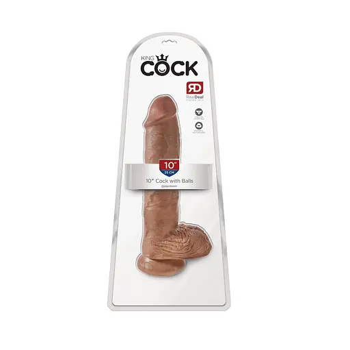 Фалоімітатор King Cock With Balls 10" 25 см коричневий - фото 6