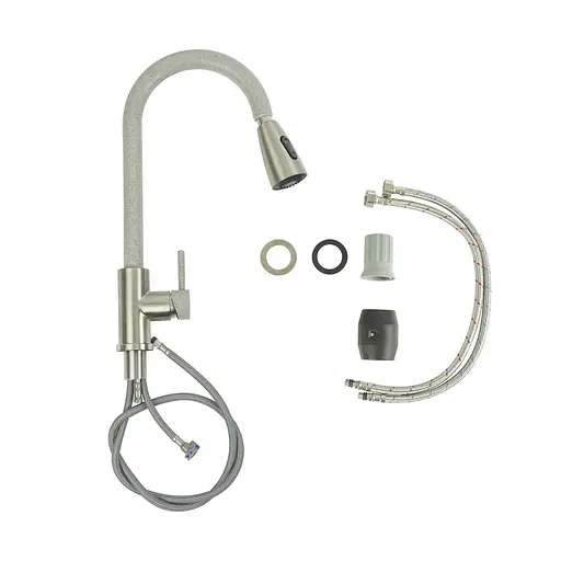 Змішувач для кухні з висувним виливом Platinum KT 8203 (8614) сірий - фото 2