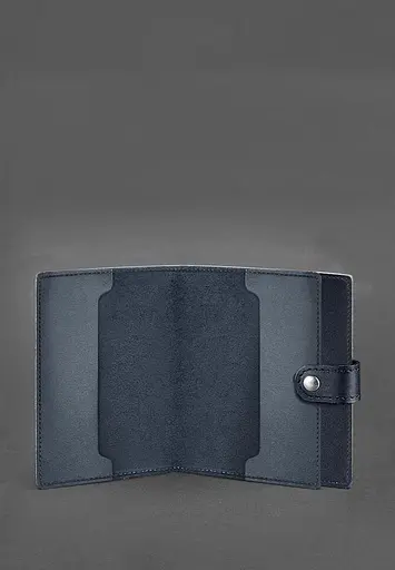 Кожаная обложка-портмоне для удостоверения офицера 11.0 темно-синяя - фото 3