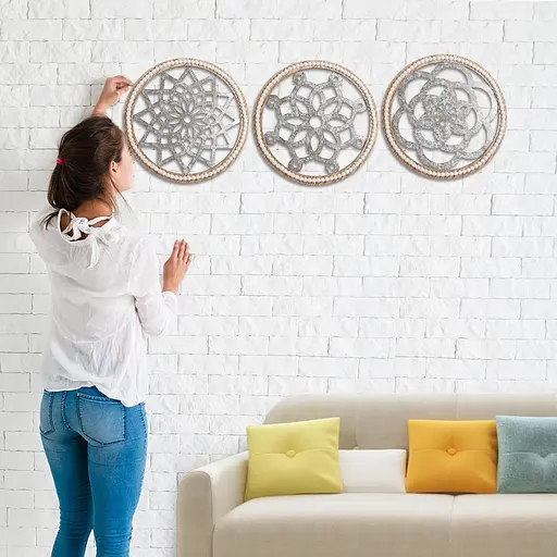 Baihui 3 шт., деревенский настенный декор, большой размер, диаметр 12 дюймов, круглый, декор для стен в фермерском доме - фото 6