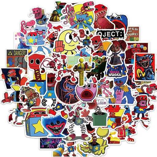 Стікерпак Хаггі Ваггі Набір наклейок GeekLand Poppy Playtime 50 штук - фото 1