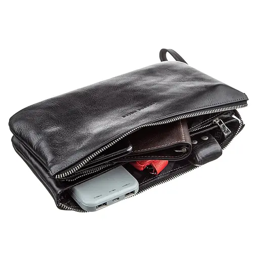 Кожаная барсетка мужская GRANDE PELLE 25х16х4 см acs0016116 - фото 3