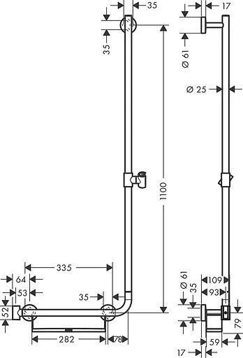 Душова штанга Hansgrohe Comfort 110 см правостороння 26404400 Хром - фото 3