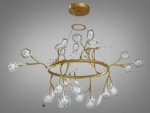 Дизайнерская подвесная люстра "Светлячок", 36 ламп, цвет - золото сатин - фото 2