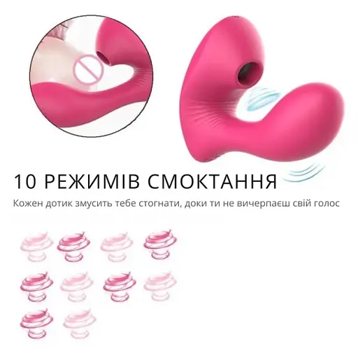 Вибратор клиторальный стимулятор I’MCUM Double Kiss с функцией сосания и подогревом Розовый (IM-KXY222-rose) - фото 8