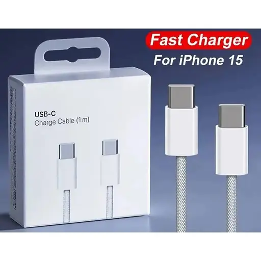 Кабель PD 60W USB-C на USB-C (1m) Woven для Apple (OEM) white - фото 2