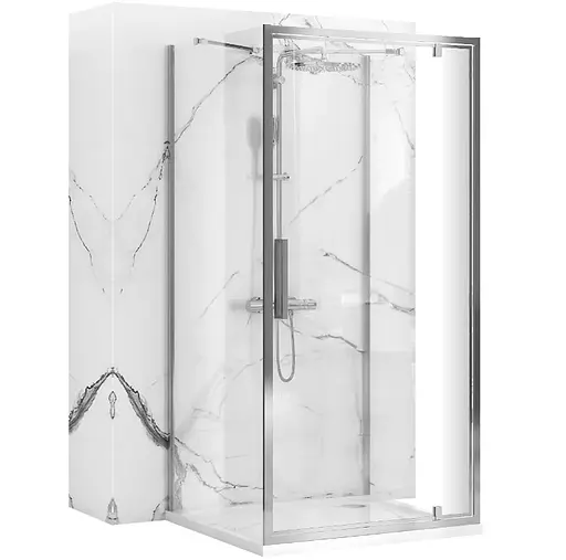 Душевая кабина Rea Rapid Swing 100x80 chrome пристенная REA-KPL-09121, Универсальная, прозрачная, хром - фото 1