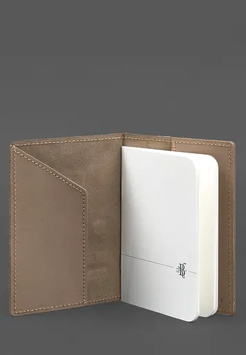 Кожаная обложка для военного билета 7.3 светло-бежевая Crazy Horse - фото 4