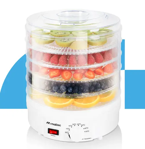 Харчова сушарка Maltec DryMaster II 500 Вт 11.5 л 5 лотків регулювання температури 35–70°C захист від перегріву BPA Free - фото 3