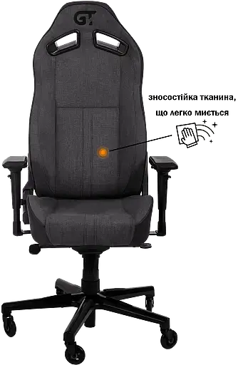 Геймерське крісло GT Racer чорне з темно-сірим (X-8009 Fabric Dark Gray/Black XL) - фото 2