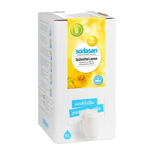 Органическое жидкое средство-концентрат Лимон для мытья посуды SODASAN 5 л - фото 1