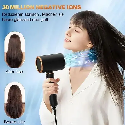 Фен Janolty з іонізацією, дифузором та концентратором 2400W, турбо-двигун, 4-в-1 - фото 2