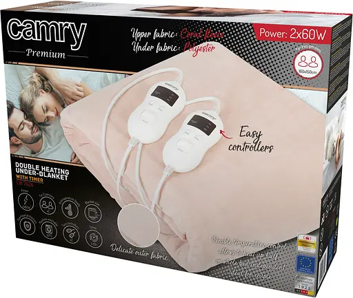 Електропростирадло Camry CR 7424 з таймером двоспальне 2х60 Вт 150x160 8 рівнів нагріву автовимк - фото 6