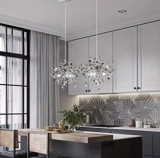 Светильник из гибких дисков металла на 2 подвеса Line.F M 219/2 CH - фото 1