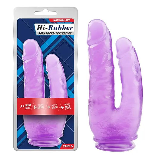 Подвійний фалоімітатор Hi-Rubber Born To Create Pleasure 9.4" фіолетовий - фото 2