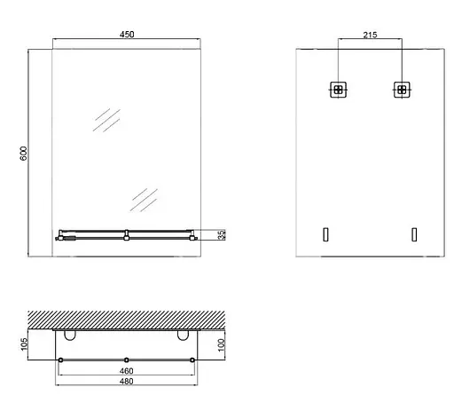Дзеркало настінне Zerix Sansa MRZ04-450x600x100 прямокутне з полицею та декором ZX5626 - фото 2