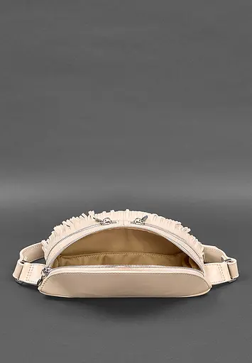 Шкіряна жіноча сумка на пояс Spirit світло-бежева краст - фото 6