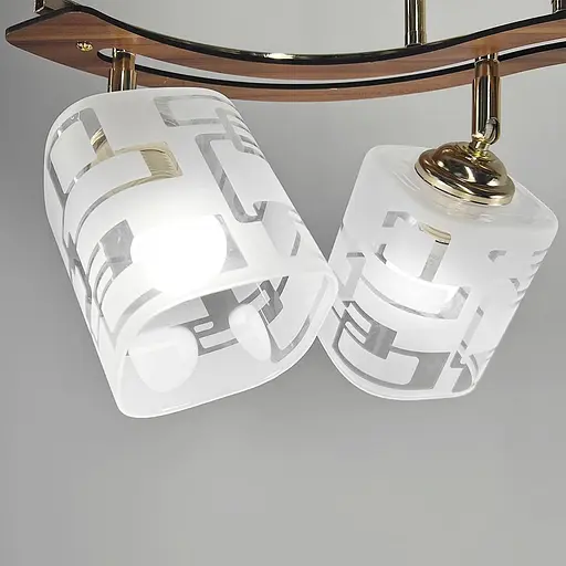 Золотий світильник із декором дерева на 4 плафони у корпусі 60 см | Арт. 6032/4 GD | Line F - фото 4