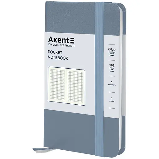 Книга записна Axent Partner в клітинку 95x195 мм 96 аркушів сіра (8301-62-A)