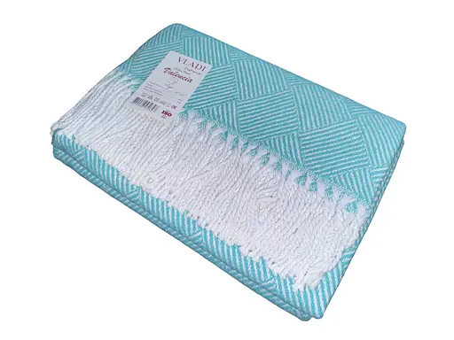 Плед хлопковый Vladi Валенсия Паркет 170х200 бело-мятный - фото 1