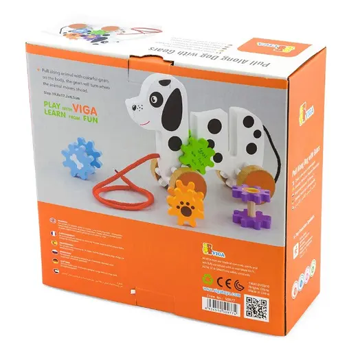 Деревянная каталка Viga Toys 50977 Собачка с шестернями игрушка для девочек и мальчиков - фото 4