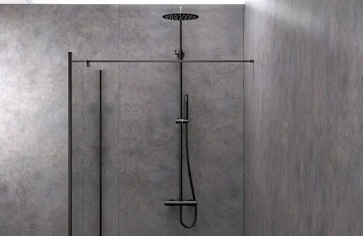 Душова система Corsan Lugo black mat з термостатом CMN023, Чорний матовий - фото 3