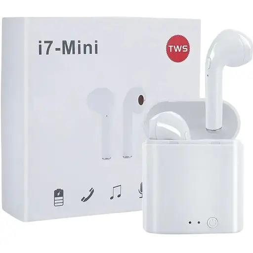 Бездротові блютуз навушники TWS i7 Mini з боксом для зарядки White (au043)