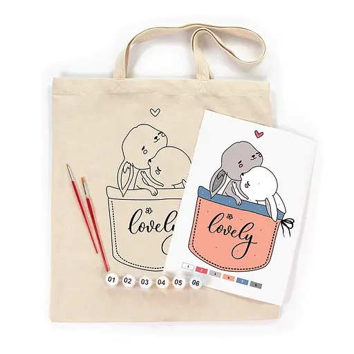 Набір екосумка-розмальовка „Милі зайченята“ бавовна 220 г/м2 38х42см ROSA Talent [CD] - фото 5