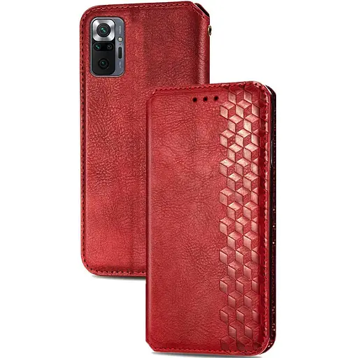 Чехол-книжка Getman Cubic (PU) для Xiaomi Redmi Note 10 Pro/10 Pro Max кожаный красный - фото 4