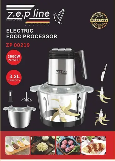 Измельчитель Zepline ZP-00219 6в1 с двумя чашами стекло и нержавеющая сталь 3000 Вт Серебристый - фото 8