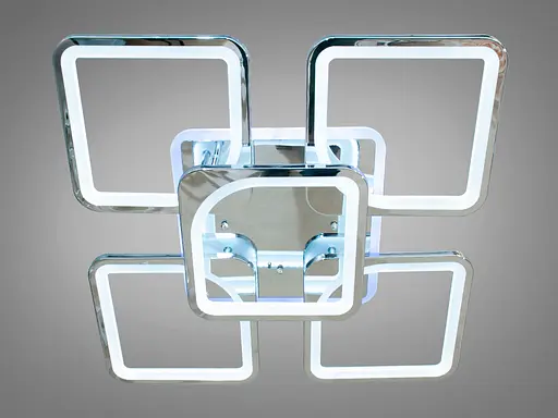 Серебряная диодная люстра в зал с диммером и подсветкой, 150W - фото 2