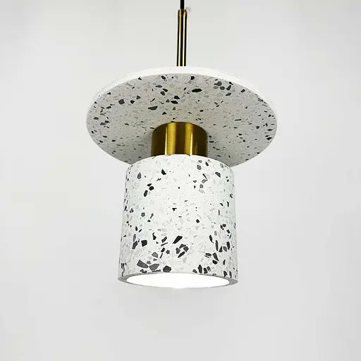 Підвіс Terrazzo Cylinder із білим бетонним плафоном 20 см в стилі Ар-деко Line.F MJ 162-200 WT - фото 2