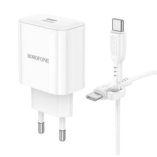 МЗП Borofone BA81A PD20W (1USB-C) + Type-C to Type-C White - фото 4