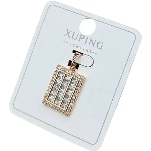 Жіночий кулон-підвіска Xuping прямокутної форми з кристалами з медичного золота з покриттям справжнім золотом 18K - фото 1