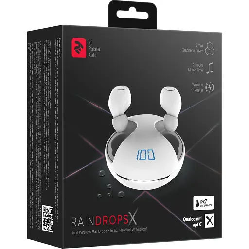 Наушники 2E RainDrops X True Wireless Waterproof Mic White - фото 8