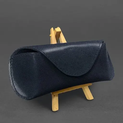 Кожаный чехол для очков BlankNote Краст с клапаном на магните Темно-синий  - фото 2