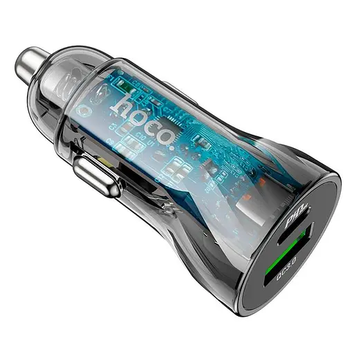 Адаптер автомобильный HOCO Z47A 30W Transparent Discovery Edition dual port черный - фото 4