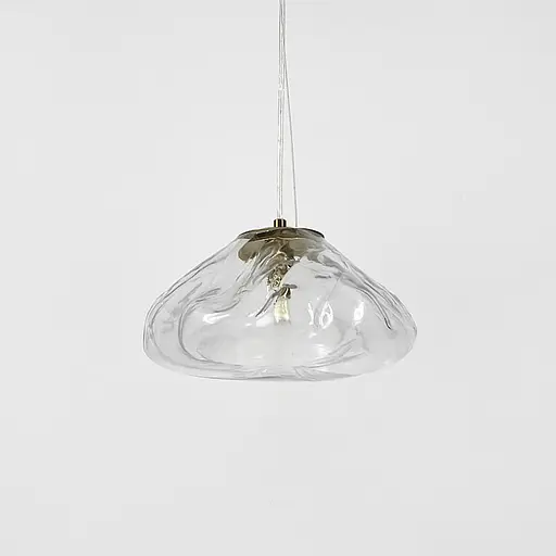Скляний прозорий підвіс з легкими вигинами у латунному корпусі Ø 25 см | Line F | Арт. MJ82-250 AB+CL - фото 7